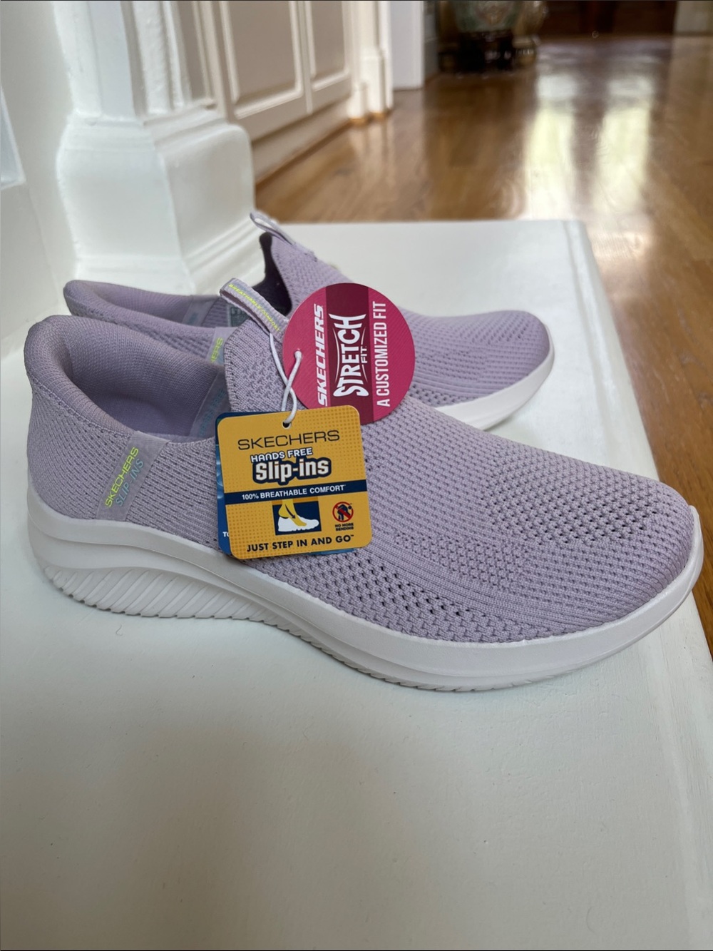 Skechers Women's Slip-On Stretch Knit Sneakers - Light Purple